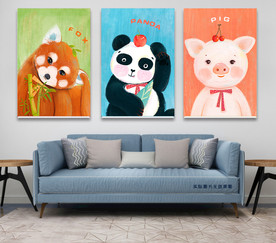 手绘熊猫 手绘狐狸 手绘猪