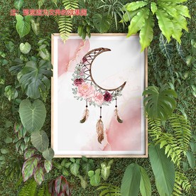 月亮挂饰水彩画