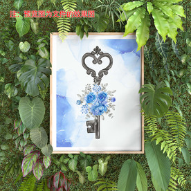 古典钥匙水彩画