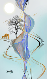 丝带山水晶瓷画