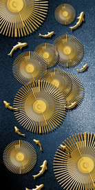 金色年轮九鱼图玄关