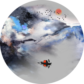 意境山水圆形玄关