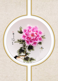国色天香圆形装饰画