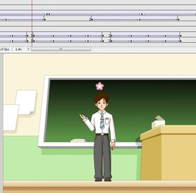 男老师在黑板前讲解的动画