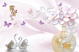 高端天鹅珠宝背景墙