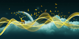 飘带麋鹿玄关三联画