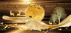 金色飘带麋鹿玄关