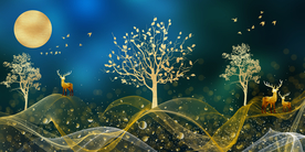 麋鹿晶瓷画玄关