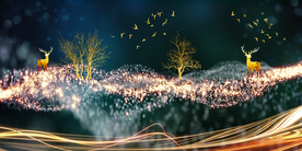 麋鹿星空晶瓷画