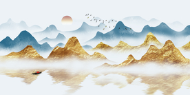 金色山水画