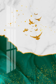 绿色大理石纹理金箔画