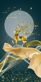 麋鹿晶瓷画玄关