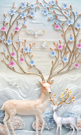 玉雕梅花鹿玄关