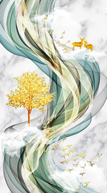 丝带麋鹿装饰画