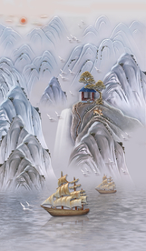 一帆风顺山水画