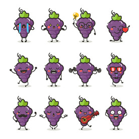 葡萄水果手绘表情