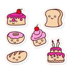 卡通面包点心蛋糕插画