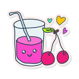 卡通樱桃饮料插画