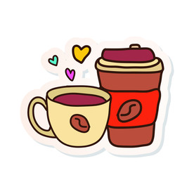 可爱卡通咖啡插画