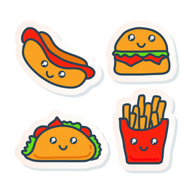 卡通热狗汉堡包