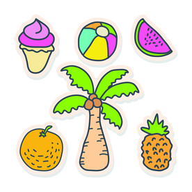 卡通桔子菠萝插画