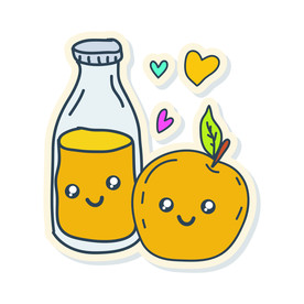 卡通橘子汽水插画