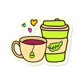 卡通茶饮料插画