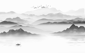 新中式水墨山水背景墙壁画
