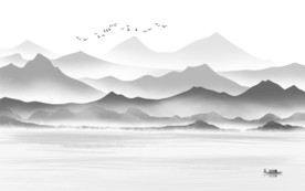 别墅新山水中式画 TIF分层