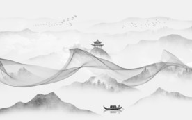 新中式新山水中式画 TIF分层