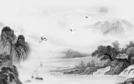 国画灰色装饰画 TIF分层