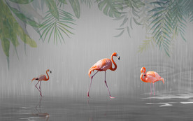 灰色火烈鸟装饰画 TIF分层