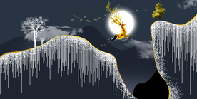 抽象麋鹿晶瓷画