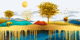 抽象麋鹿晶瓷画