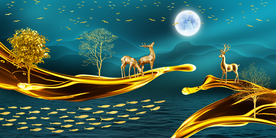 麋鹿晶瓷画玄关