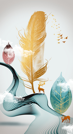 羽毛麋鹿装饰画