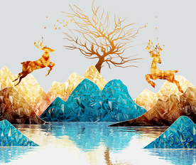 麋鹿三联画玄关