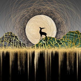 抽象麋鹿晶瓷画