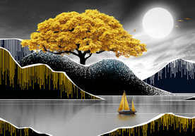 发财树山水玄关