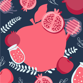 石榴苹果手绘插画