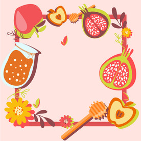 石榴蜂蜜手绘插画