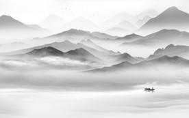 人气 山水水墨画 文件分层画