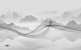 高清山水画电视墙 文件分层画