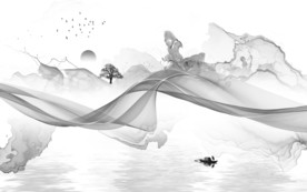 客厅新山水无框画 文件分层画