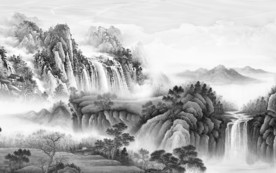 现代灰色新山水画 TIF分层