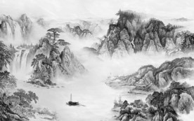 高清 灰色新山水画 TIF分层