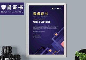 荣誉证书时尚竖版证书