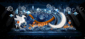 蓝橙色婚礼合影区