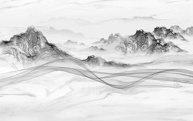 石纹新山水简约画 文件分层画