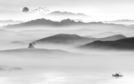 意境新山水简约画 文件分层画